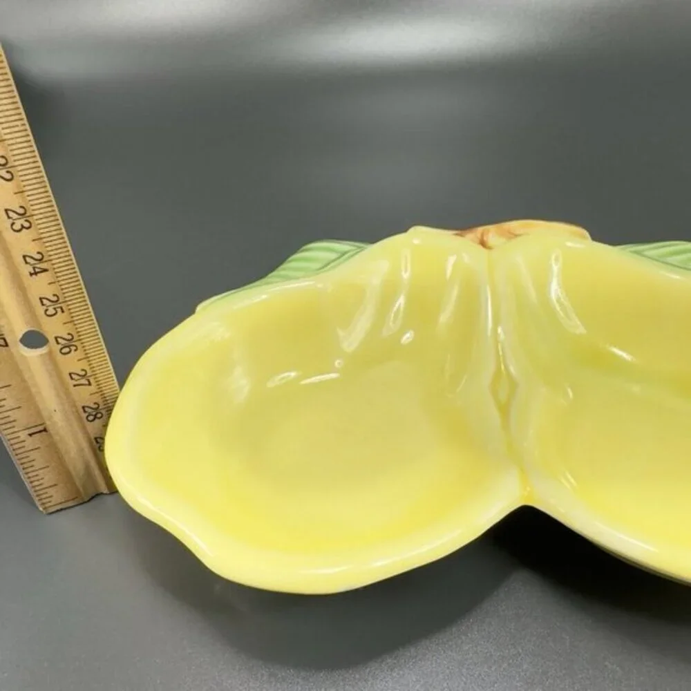 Vintage California USA Pottery Pearl Fruit Divided Dish Tray Sauce Bowl‎ Set 2